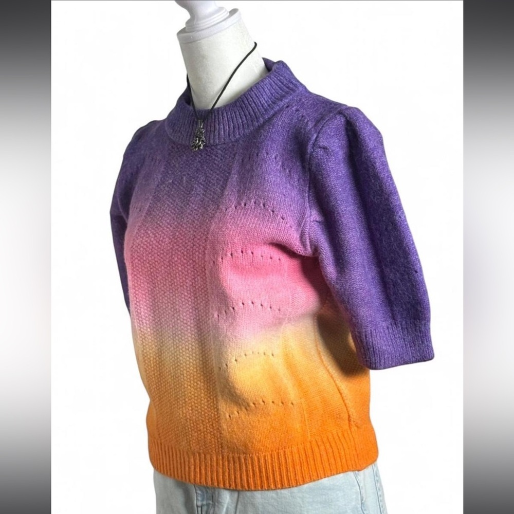 Gorgeous Purple, Pink, & Orange Ombré English Factory Sweater T-Shirt - Picture 4 of 5